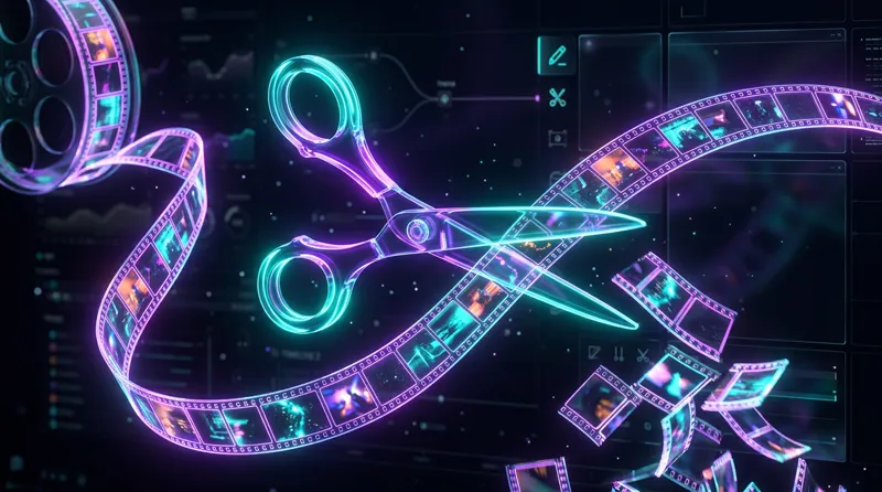 Clipped AI Studio — neon scissors and film artwork from the repo