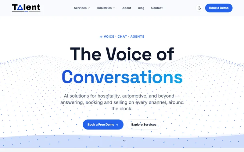 Talent Trek — AI voice, chat and agent solutions homepage